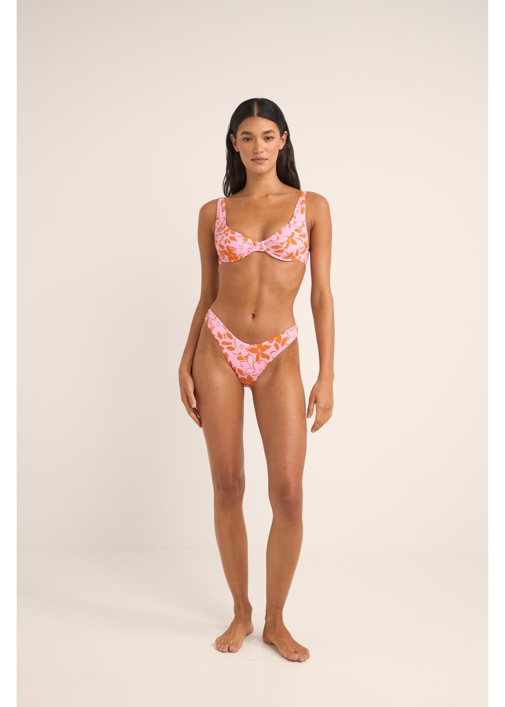 Bora Bora Floral Panelled Underwire Top - טופ ביקיני