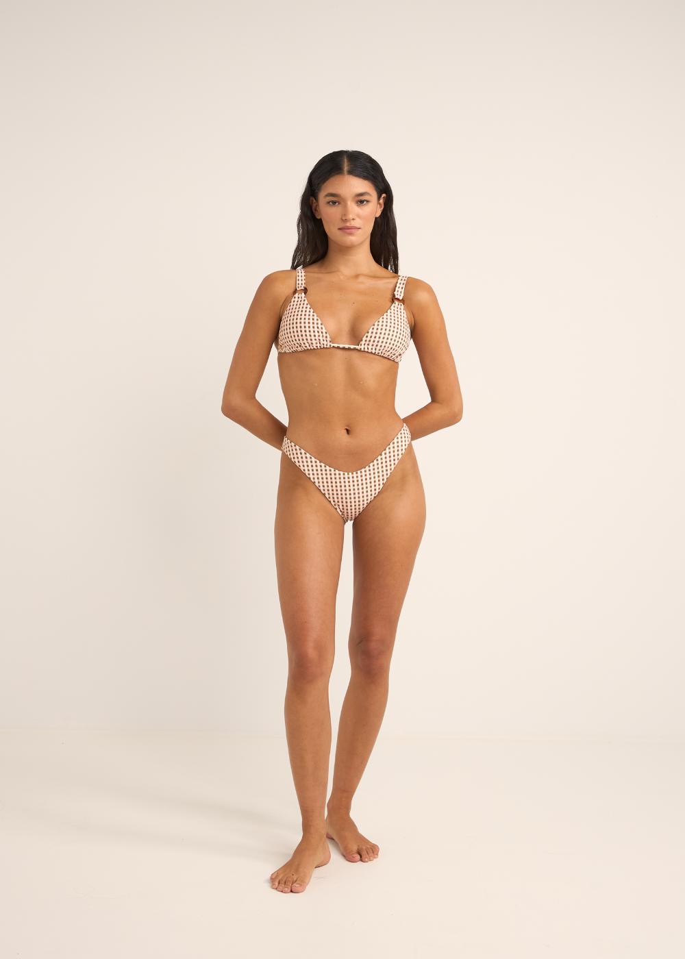 Chloe Check Soft Strap Slide Tri Top
