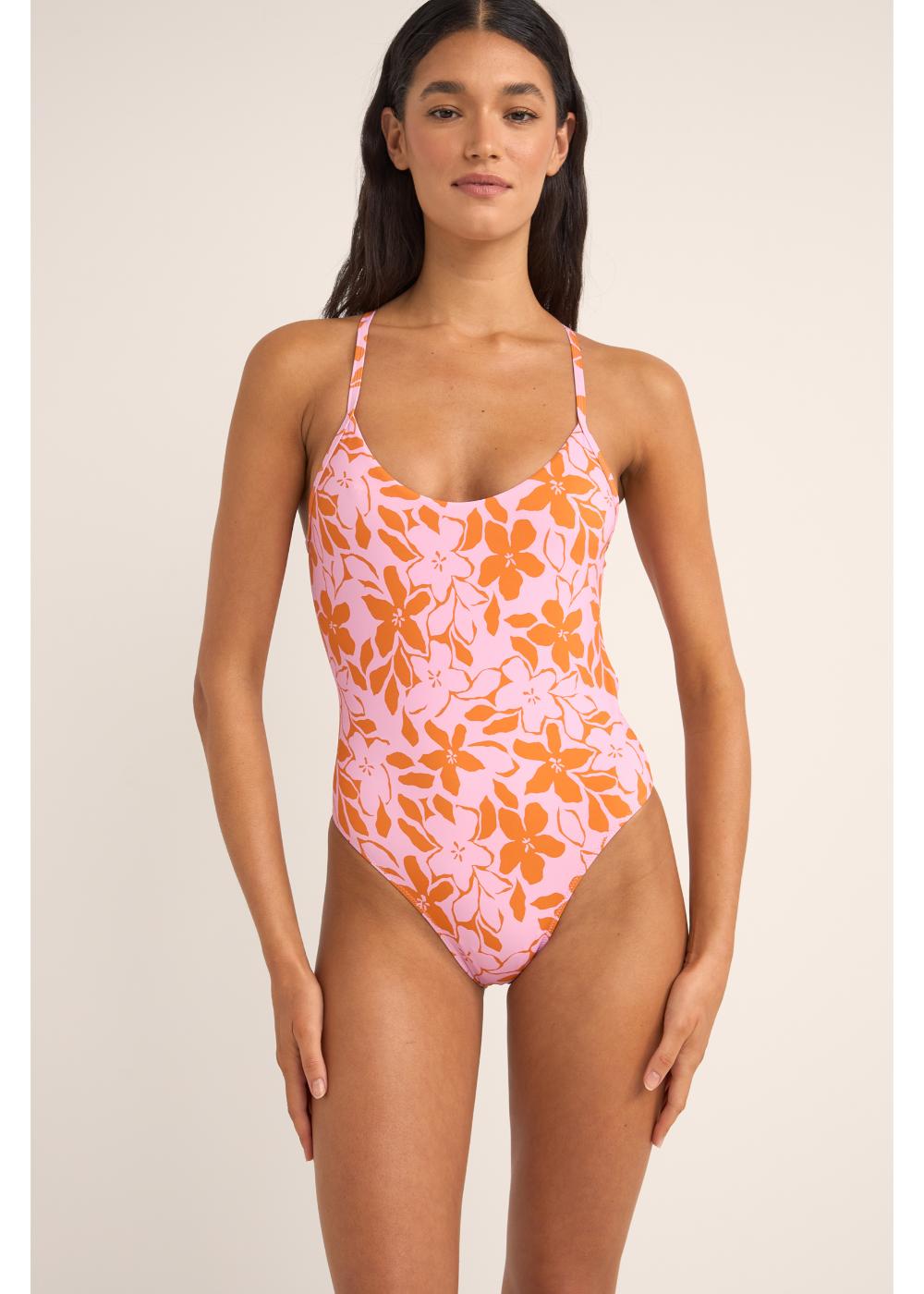 Bora Bora Floral Cross Back One Piece - בגד ים שלם