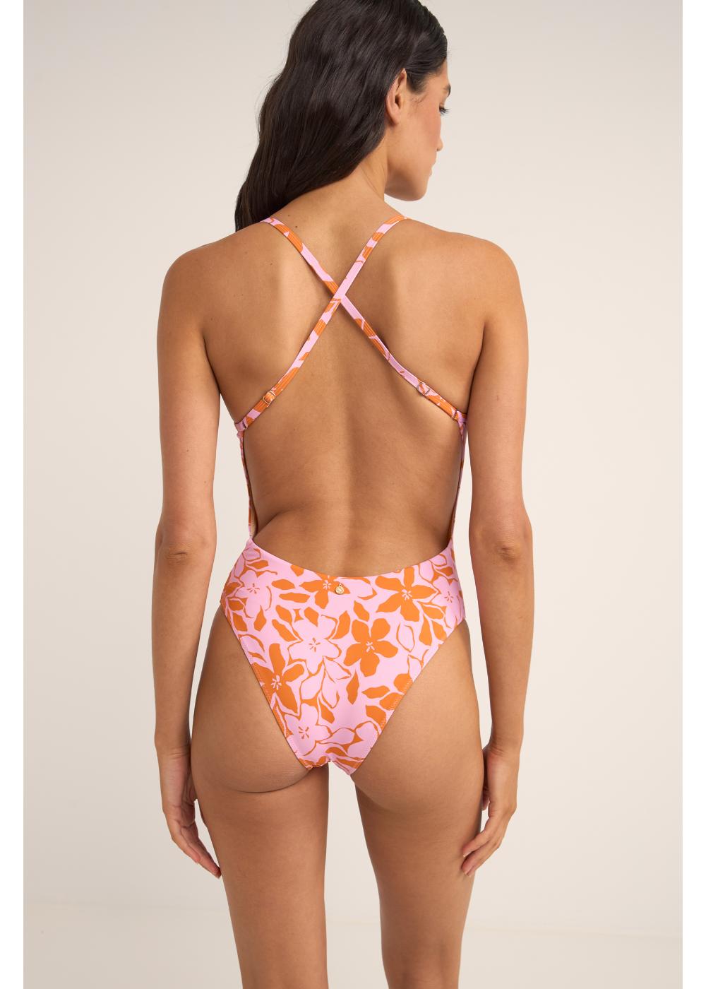 Bora Bora Floral Cross Back One Piece - בגד ים שלם