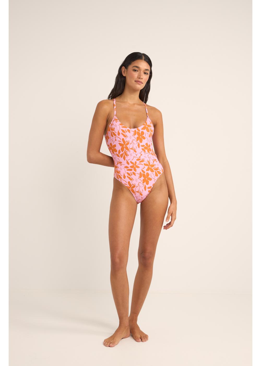 Bora Bora Floral Cross Back One Piece - בגד ים שלם