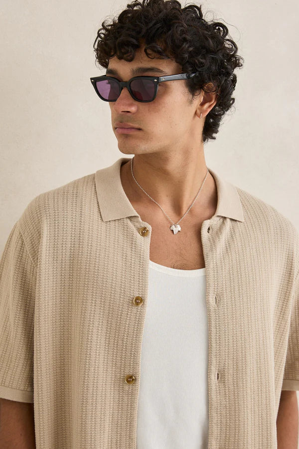 Textured Knit Ss Shirt