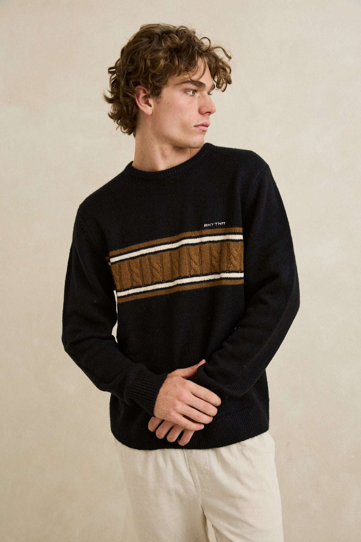 Rhythm Mohair Stripe Knit BLACK