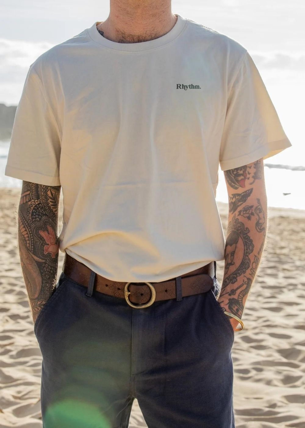 חולצת טישרט קצרה - Classic Brand צבע_vintage_white