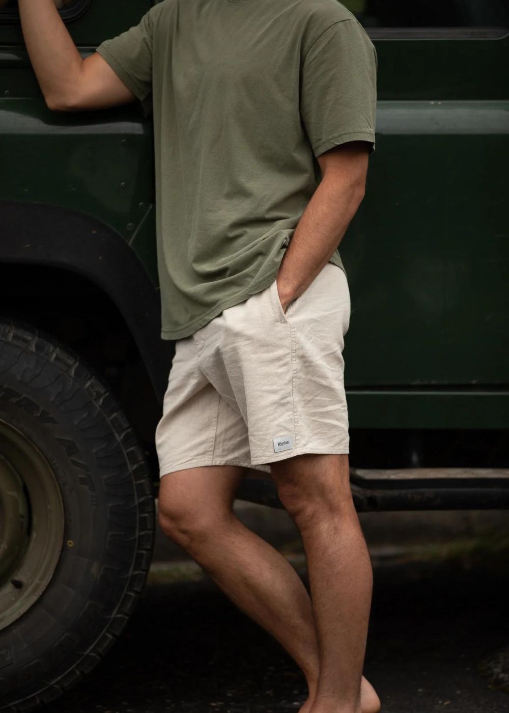 Rhythm Classic Linen Jam - מכנסי כותנה קצרים צבע_sand