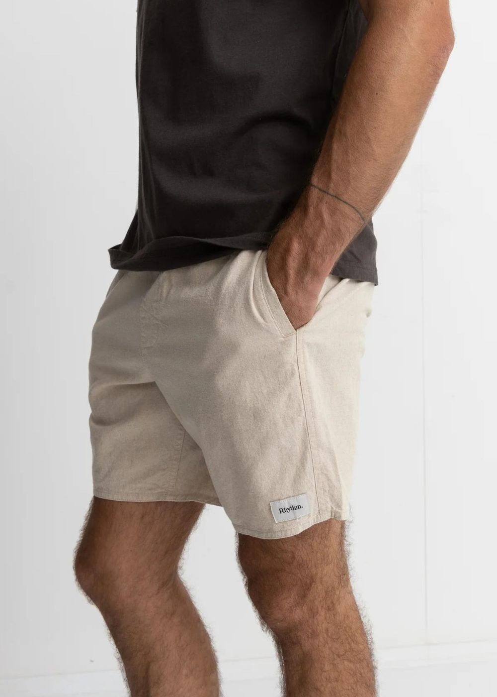 Rhythm Classic Linen Jam - מכנסי כותנה קצרים צבע_sand