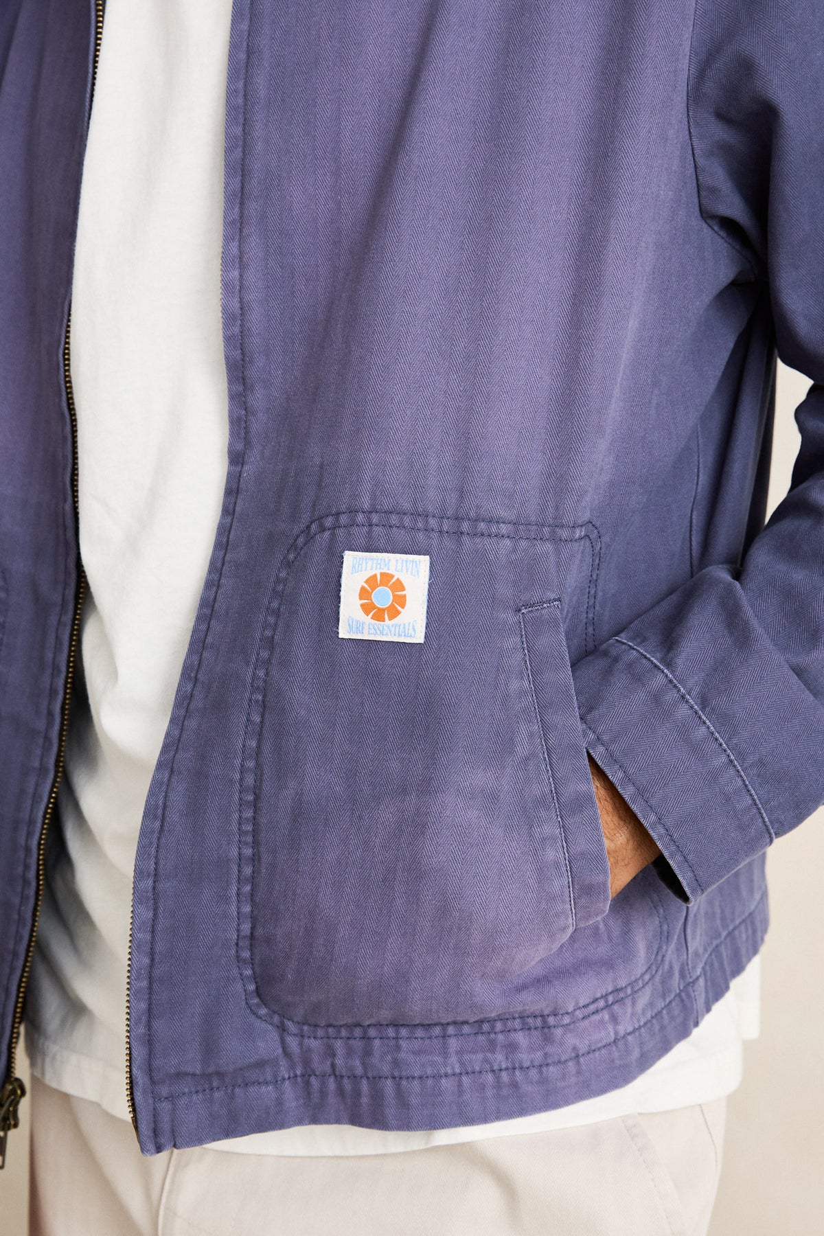 Rhythm Herringbone Sun Wash Jacket VINTAGE BLUE