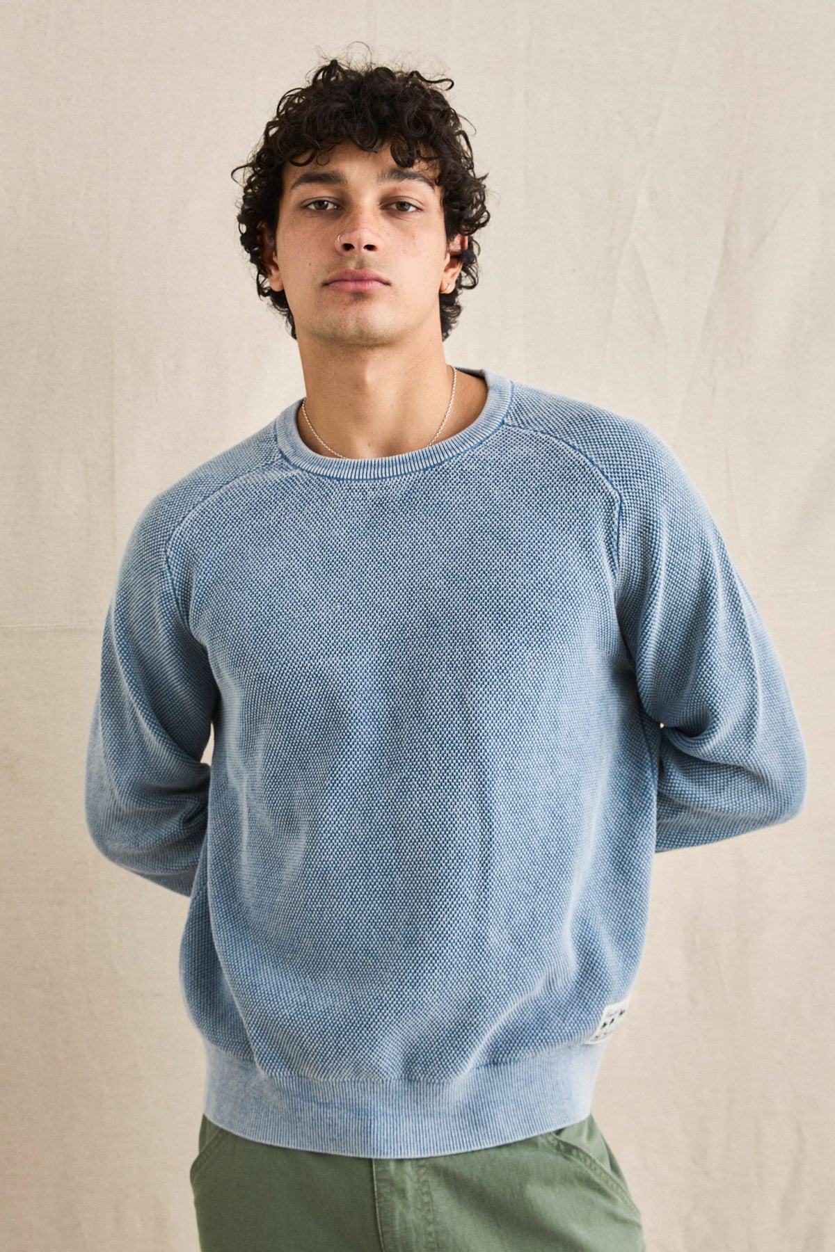 Rhythm Polu Crew Knit WASHED BLUE