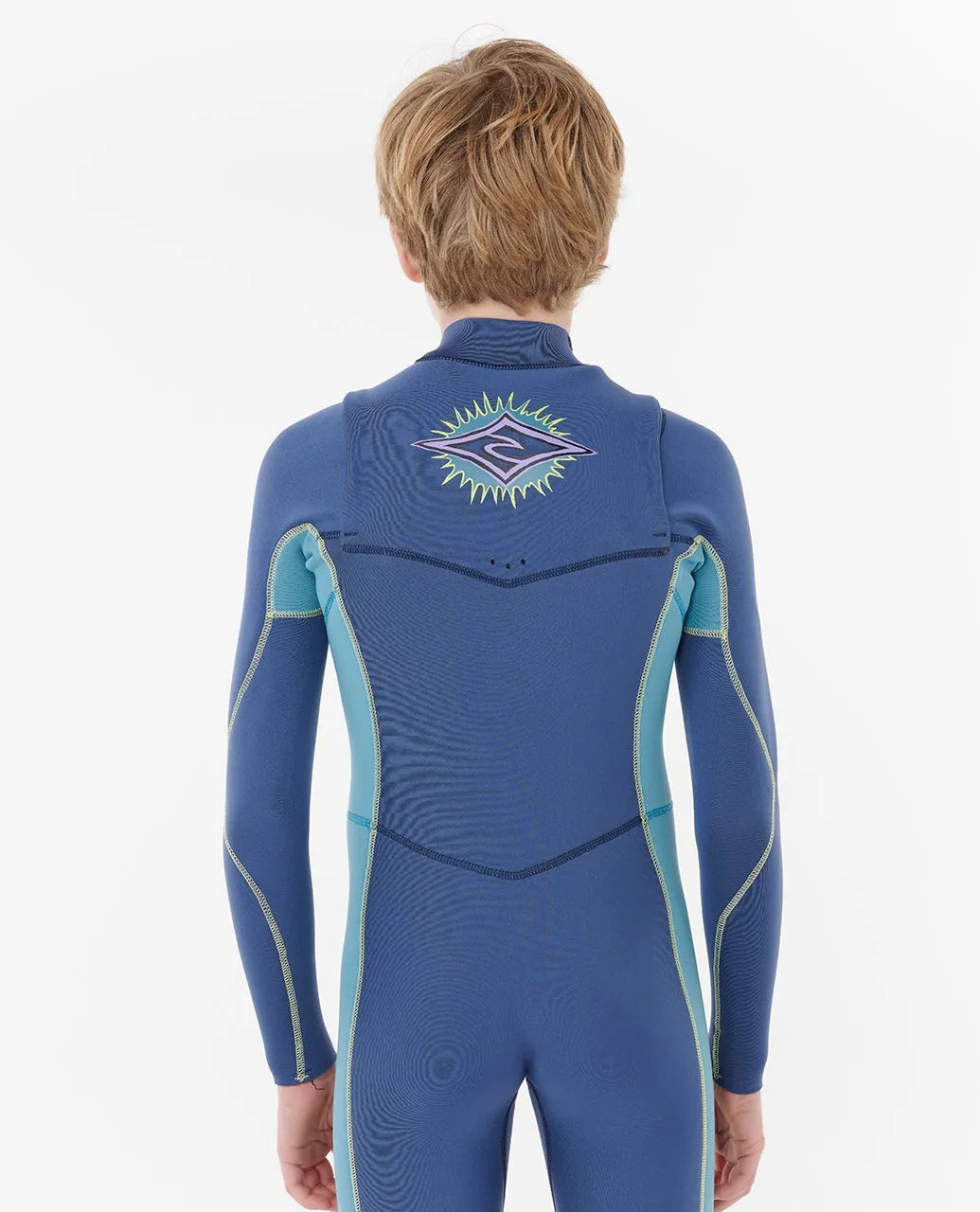 Rip Curl Kids Dawn Patrol 3/2 Chest Zip – Light Navy (back view)