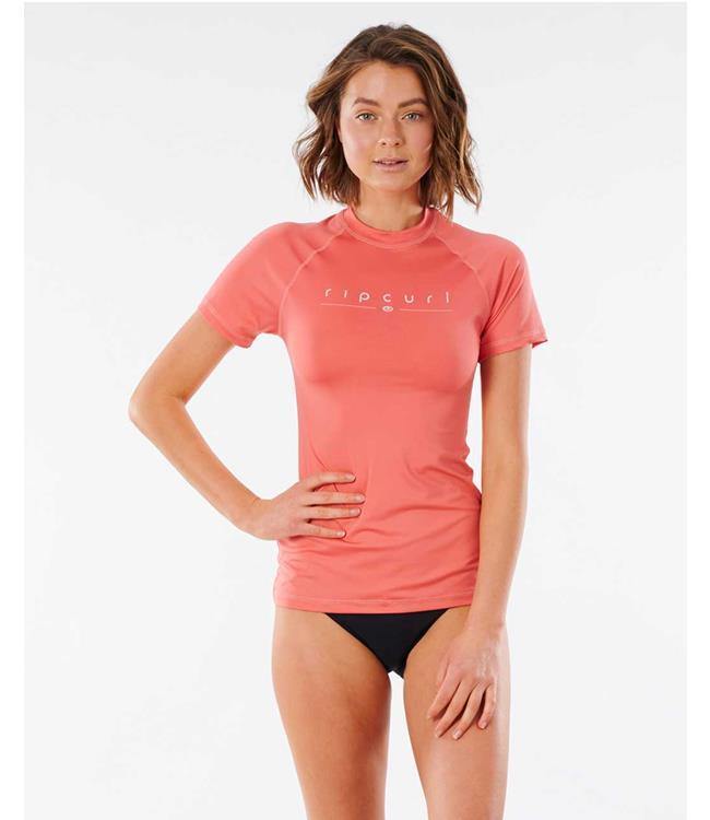 חולצת גלישה Rip Curl Golden Rays לנשים, שרוול קצר, צבע קורל
