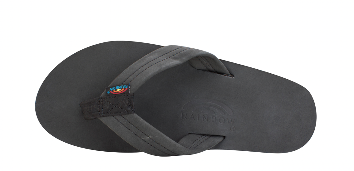 SINGLE LAYER PREMIER LEATHER BLACK - MEN - RAINBOW SANDALS