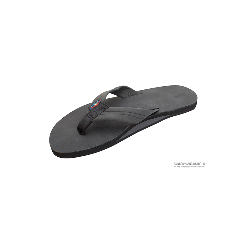 SINGLE LAYER PREMIER LEATHER BLACK - MEN - RAINBOW SANDALS