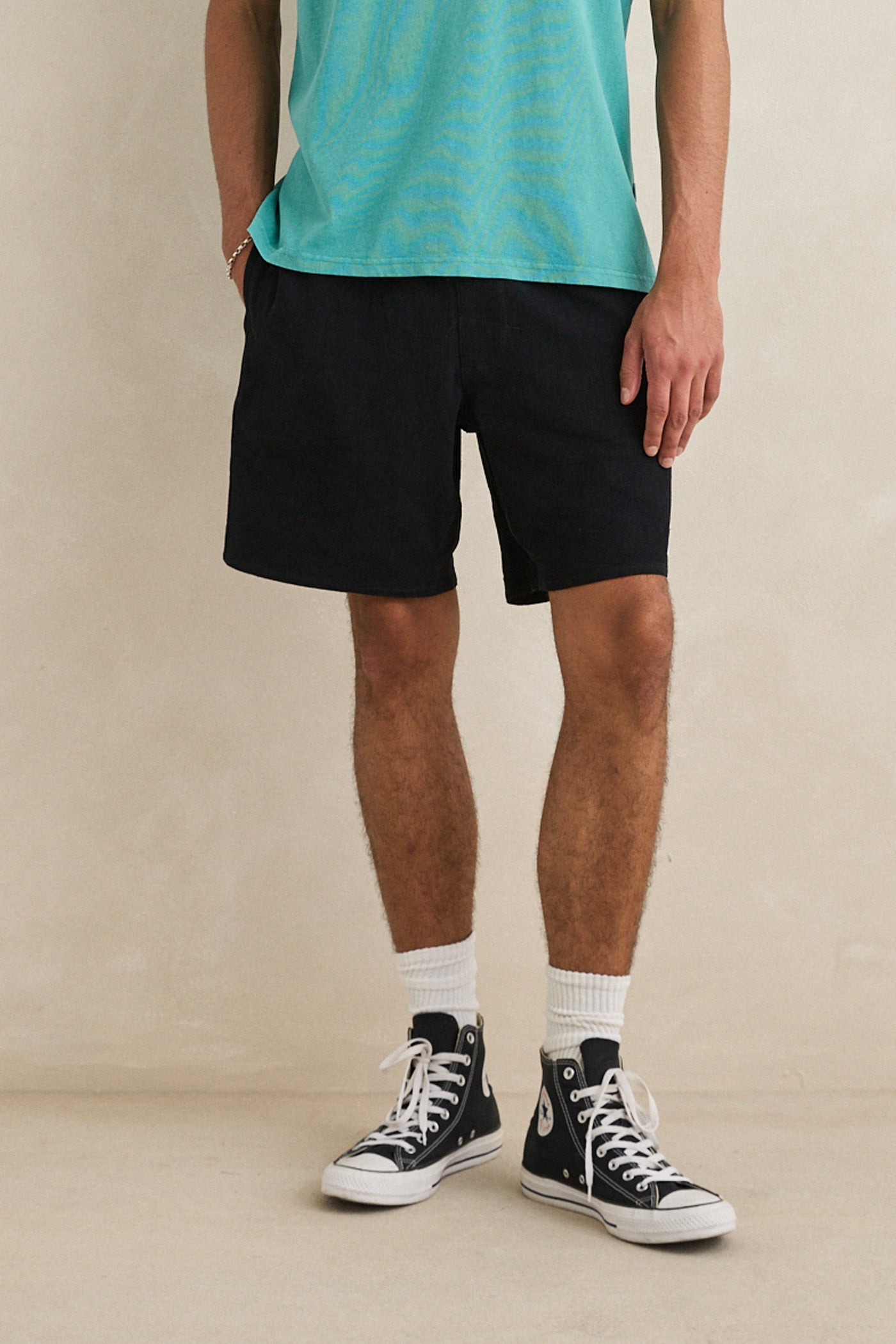 Textured Linen Jam - מכנס קצר פשתן/כותנה