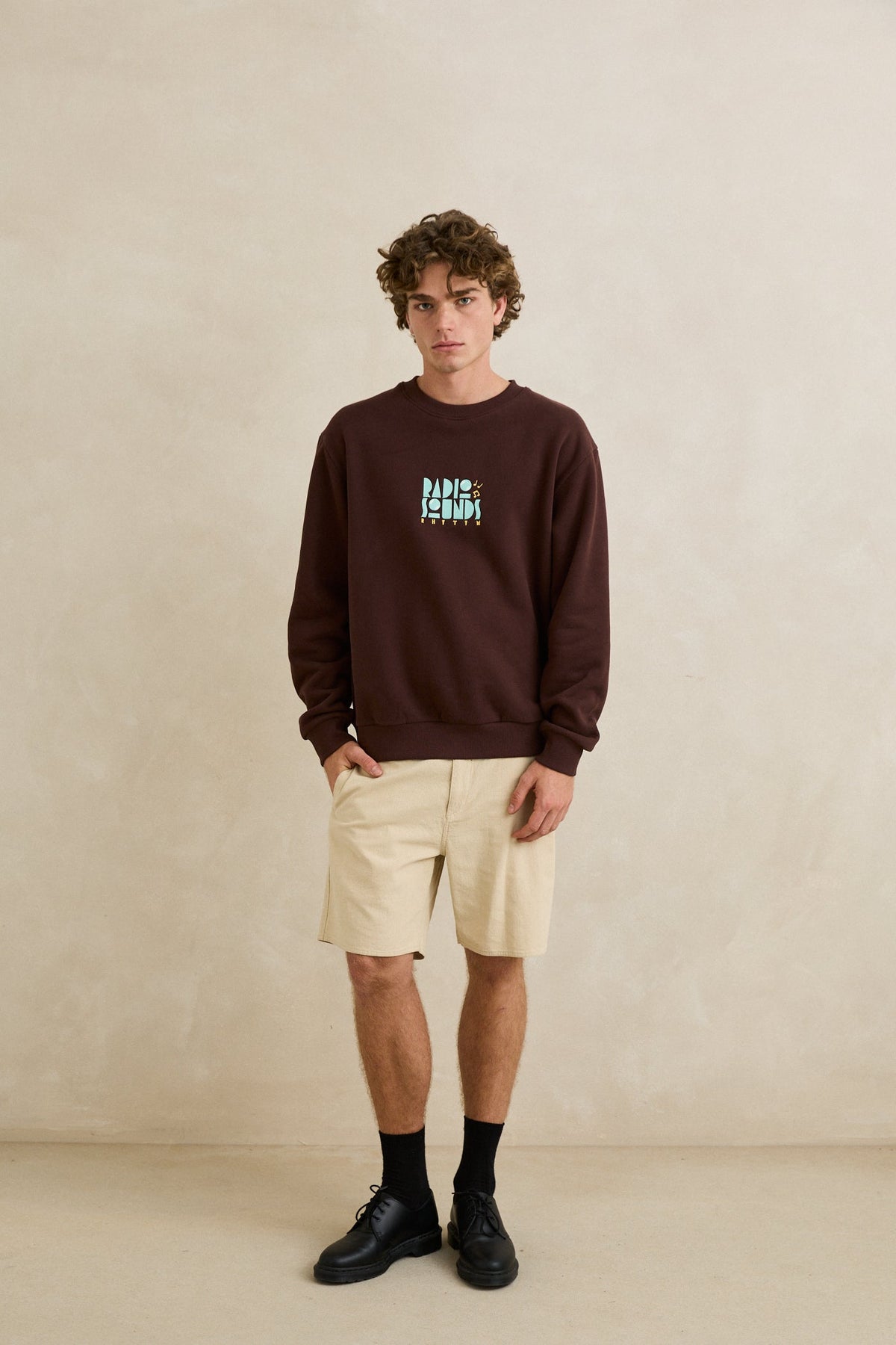 Rhythm Radio Sounds Fleece Crew CHESTNUT