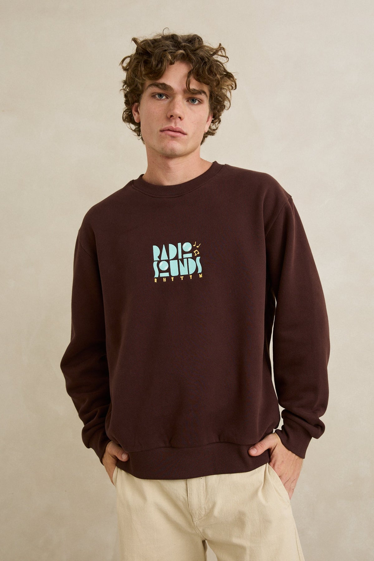 Rhythm Radio Sounds Fleece Crew CHESTNUT
