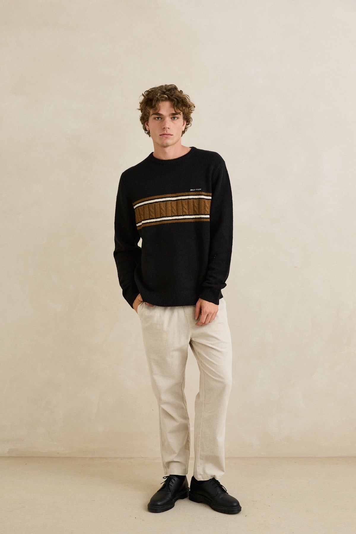 Rhythm Mohair Stripe Knit BLACK