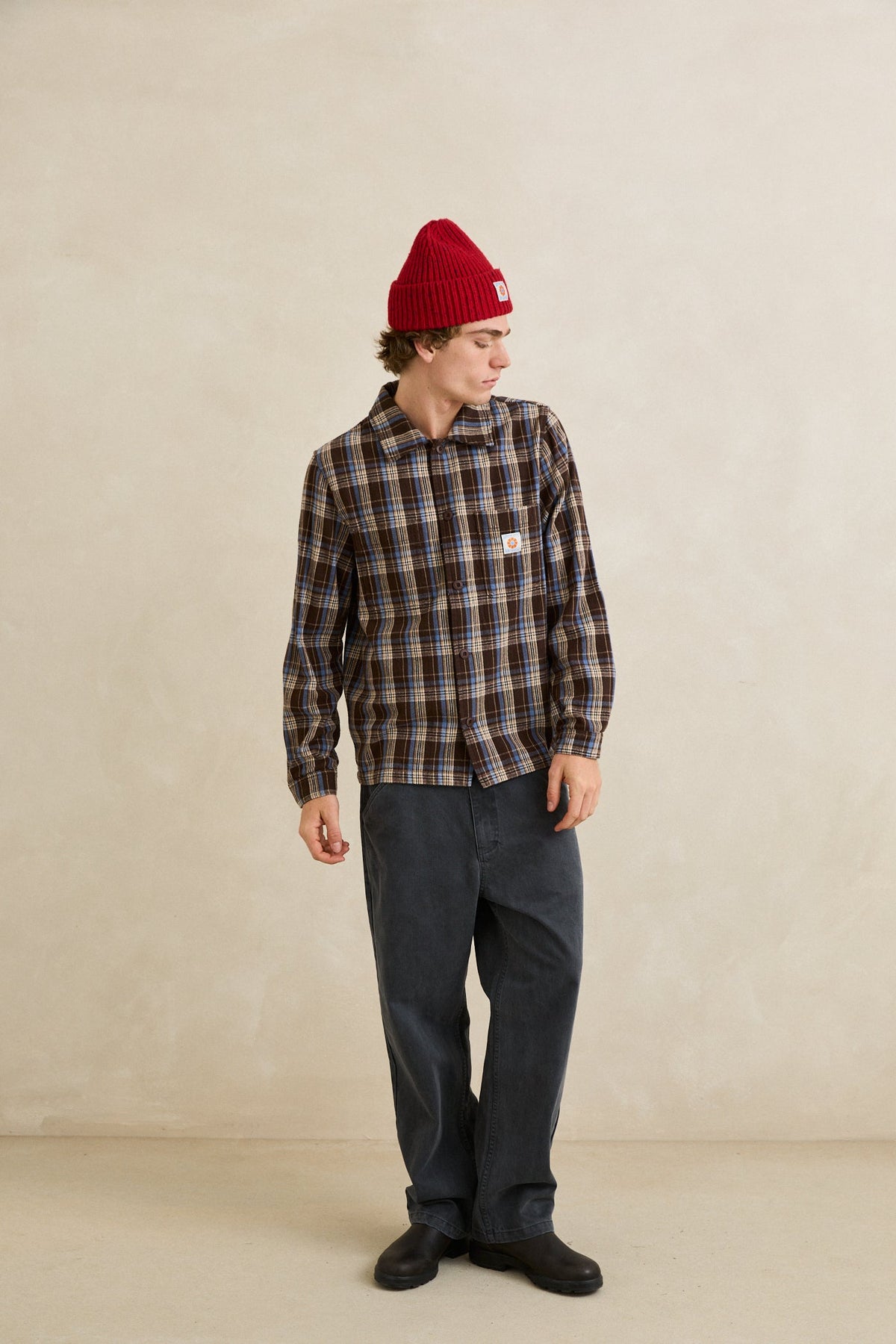 Rhythm Alex Check Ls Shirt CHESTNUT