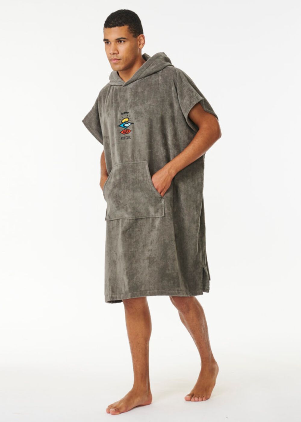 Logo Hooded Towel Grey - פונצ׳ו קפוצ׳ון אפור עם לוגו ריפ קארל