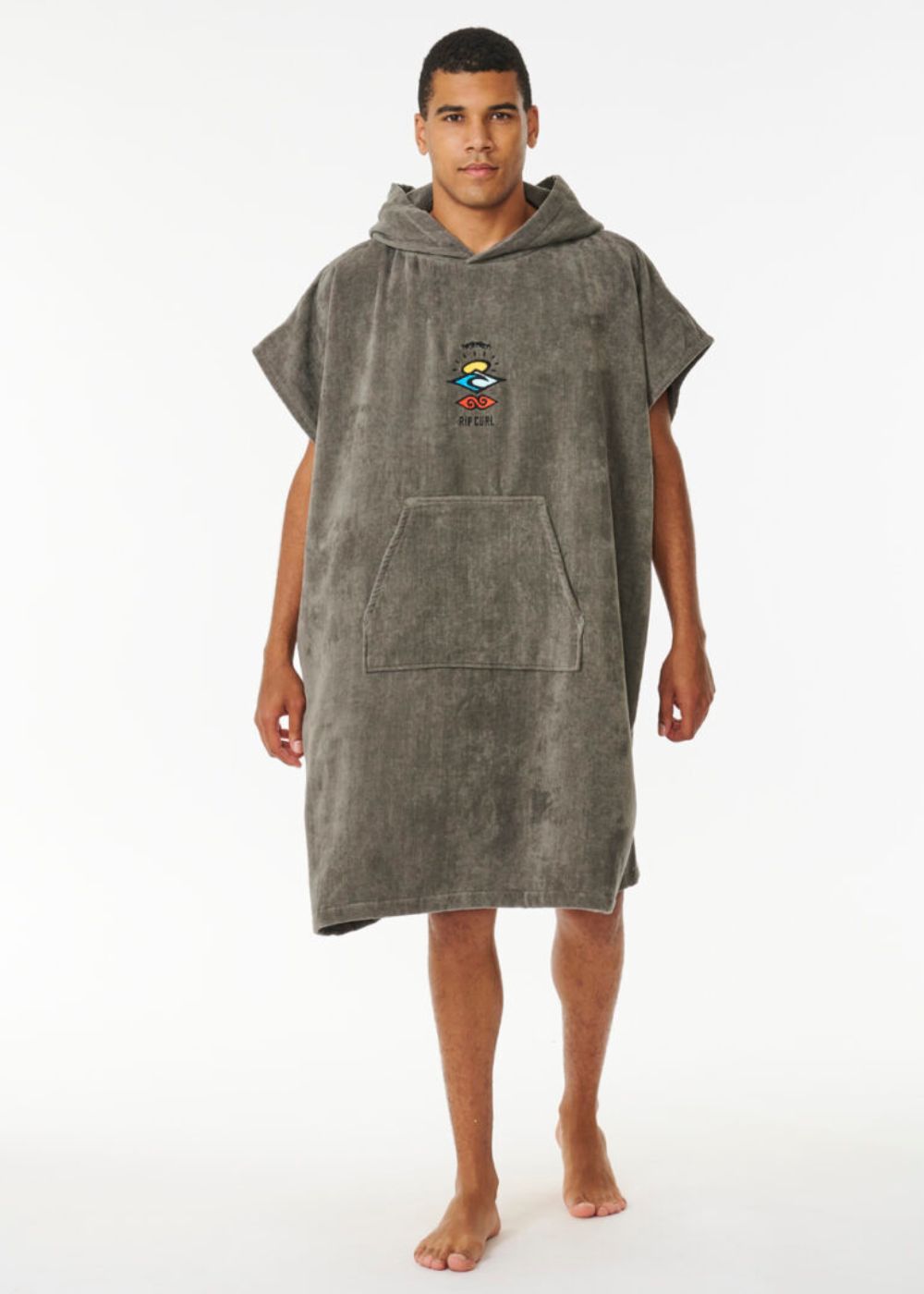 Logo Hooded Towel Grey - פונצ׳ו קפוצ׳ון אפור עם לוגו ריפ קארל