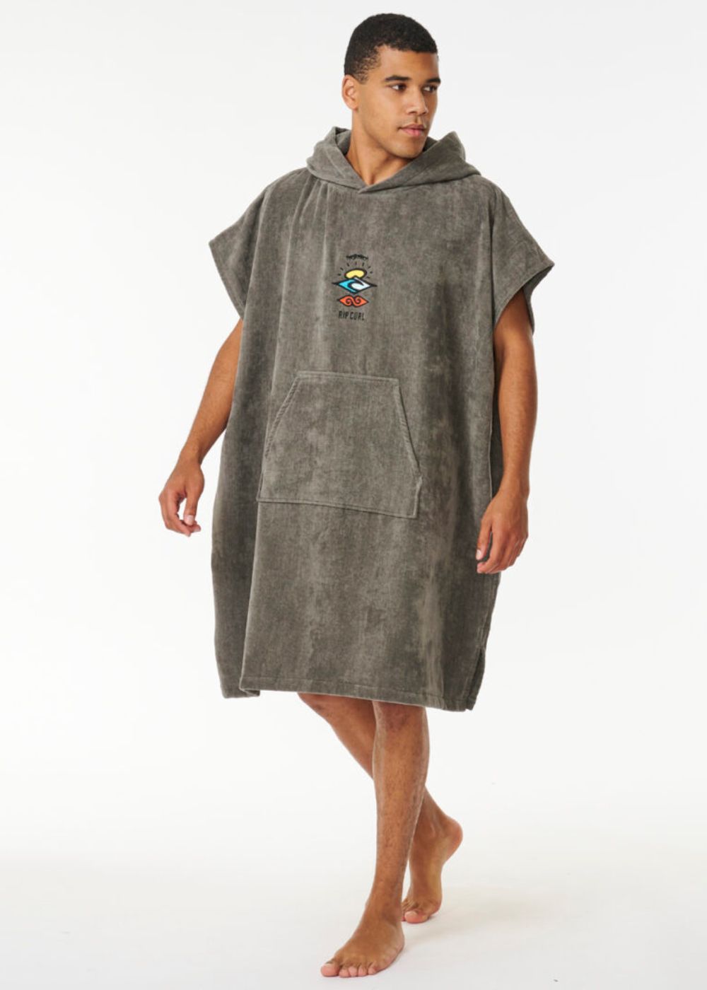 Logo Hooded Towel Grey - פונצ׳ו קפוצ׳ון אפור עם לוגו ריפ קארל