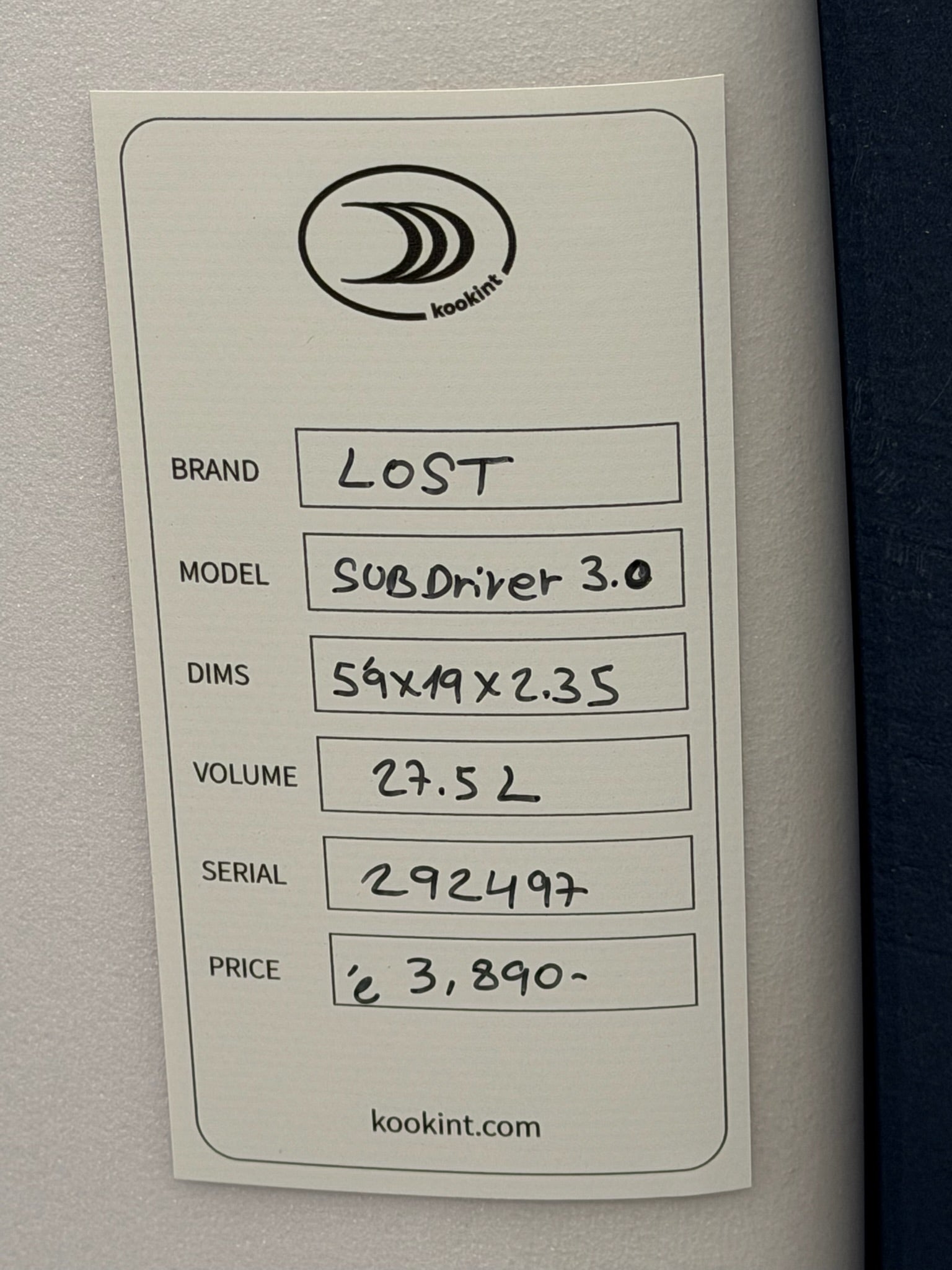 SUB DRIVER 3.0 SWALLOW 5.9