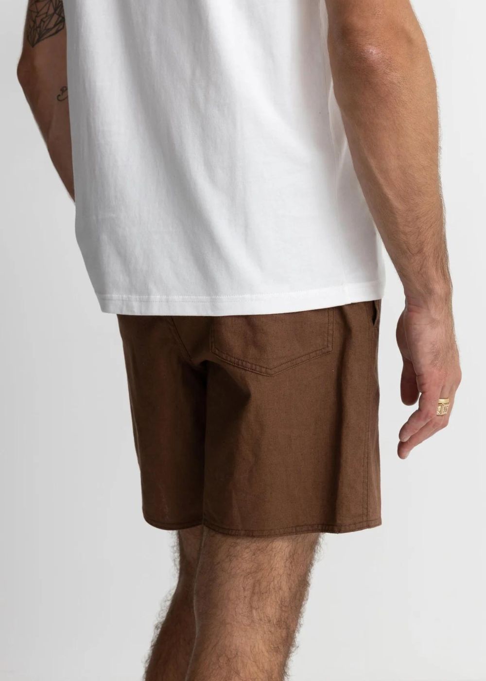 Rhythm Classic Linen Jam - מכנסי כותנה קצרים צבע_chocolate