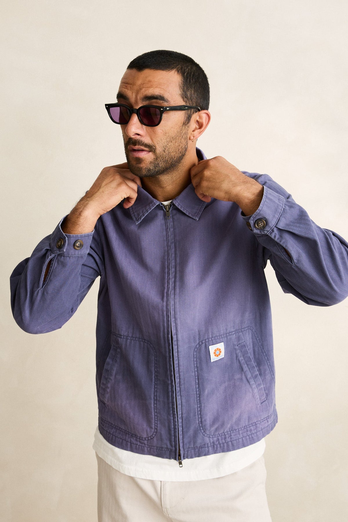 Rhythm Herringbone Sun Wash Jacket VINTAGE BLUE