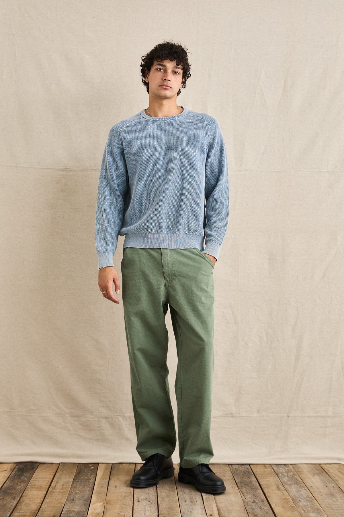 Rhythm Polu Crew Knit WASHED BLUE