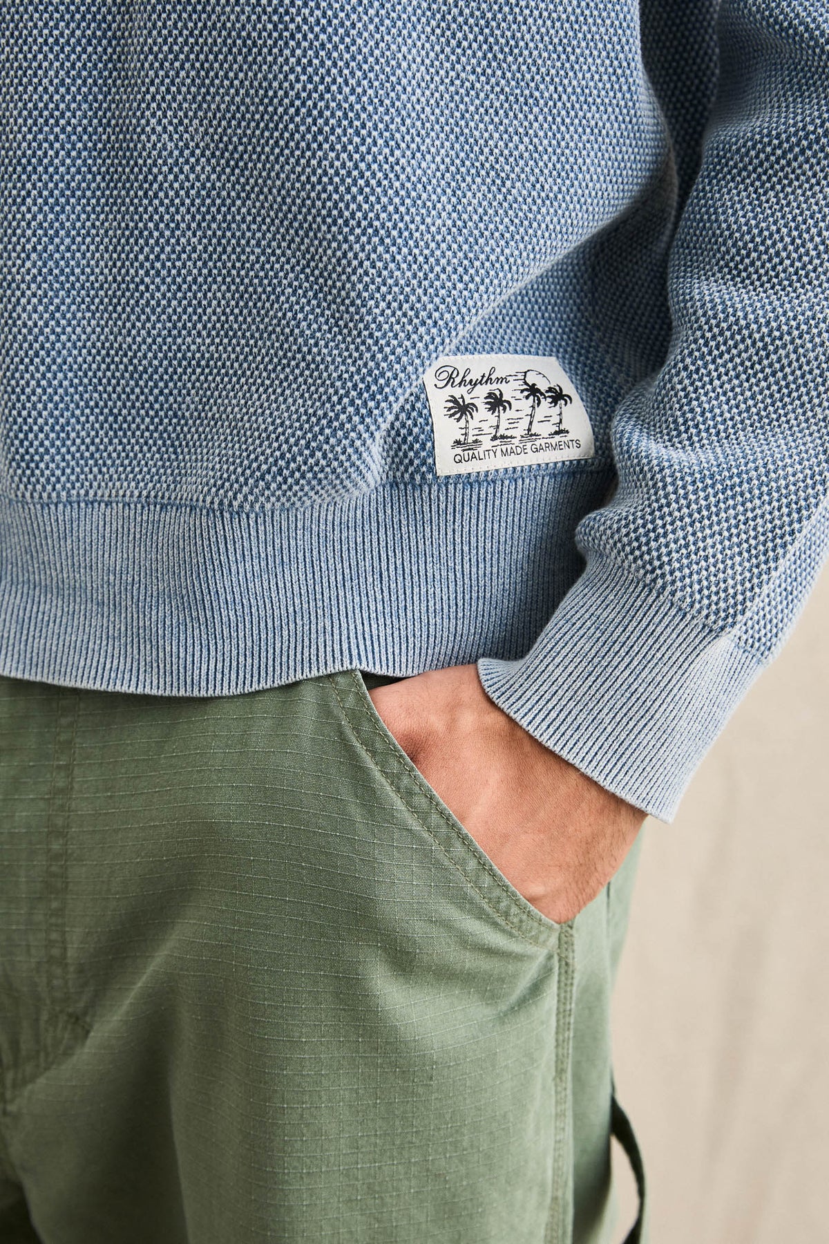 Rhythm Polu Crew Knit WASHED BLUE