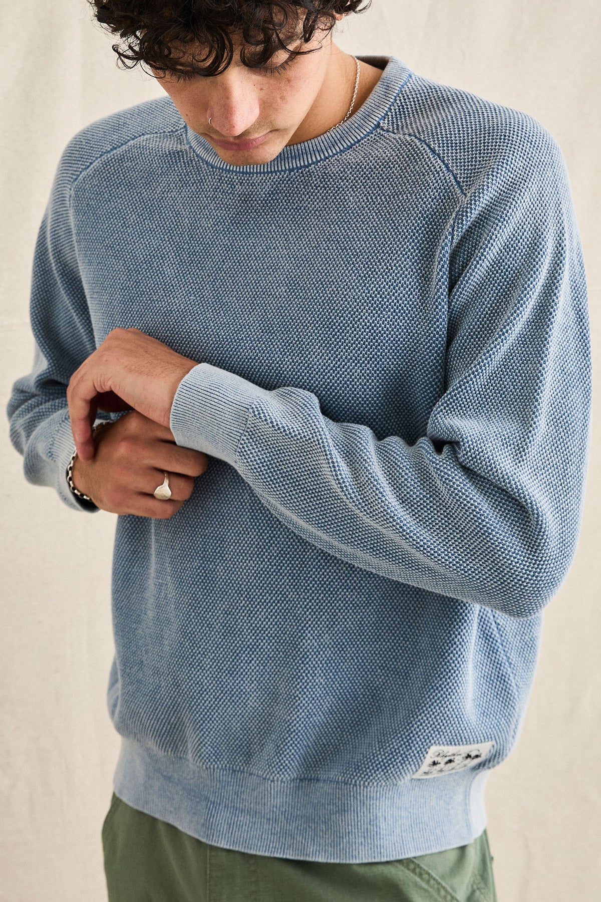 Rhythm Polu Crew Knit WASHED BLUE