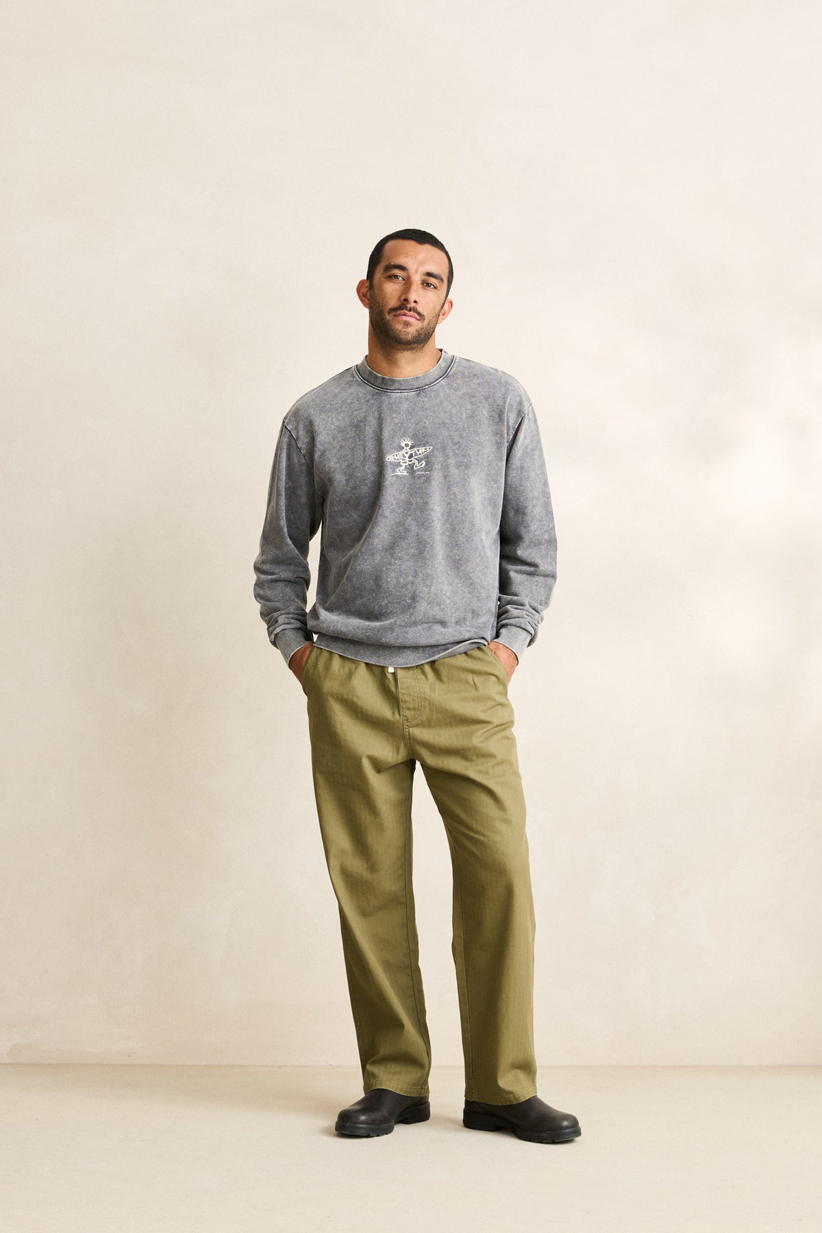 Rhythm Essential Herringbone Jam Pant OLIVE
