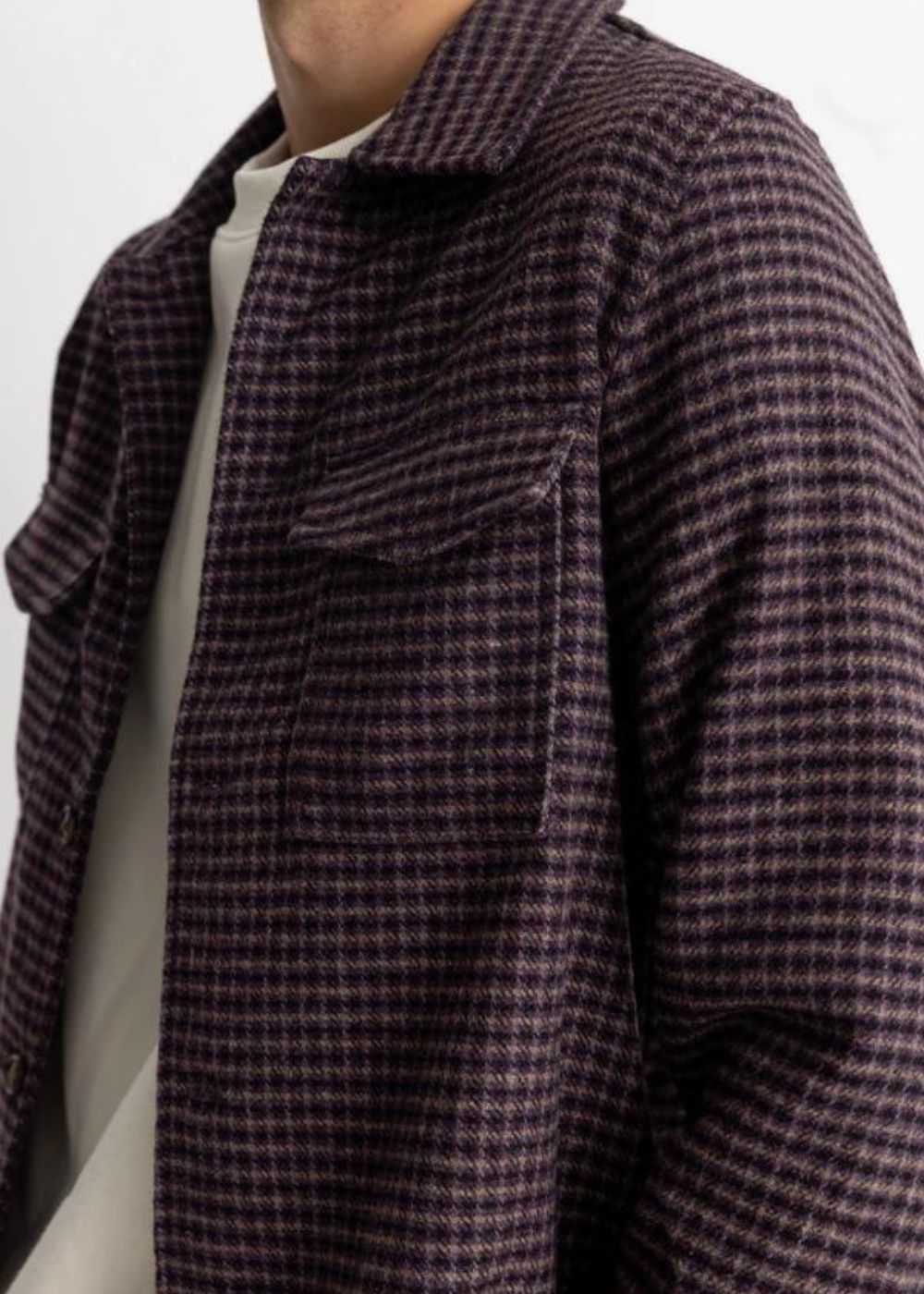 Check Overshirt -  ג׳קט צמר משבצות סגול/שחור