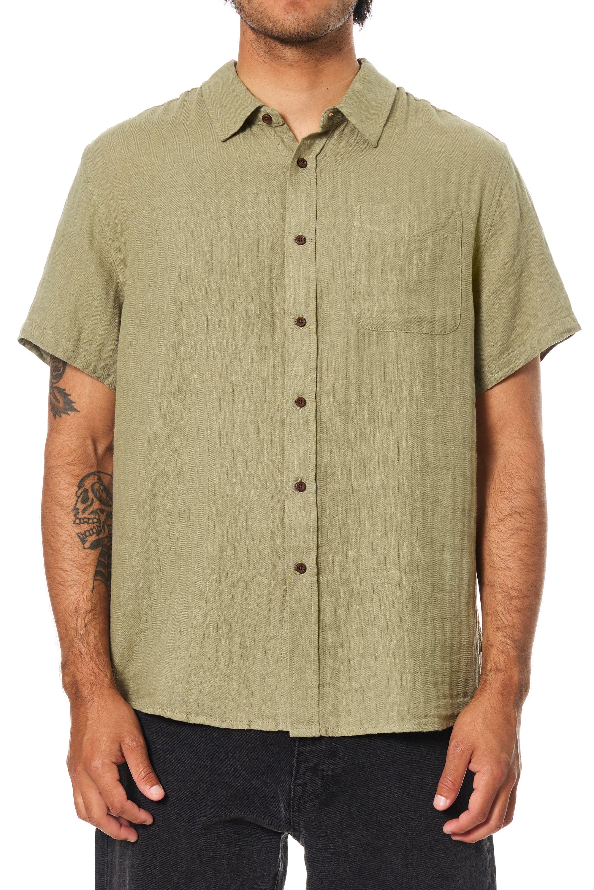 Alan Solid Shirt מכופתרת קצרה