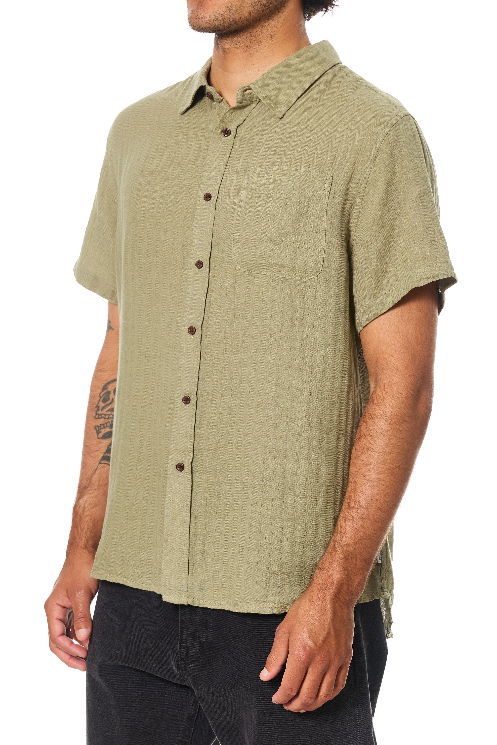 Alan Solid Shirt מכופתרת קצרה