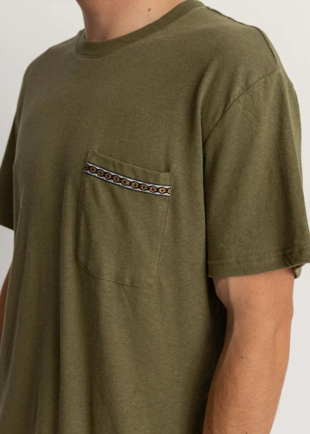 Linen Ss T-Shirt - חולצת כותנה ופשתן קצרה ירוקה