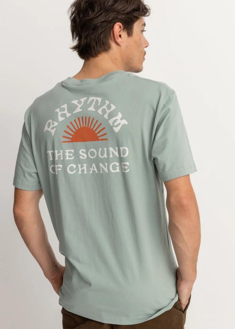 Awake T-Shirt - טישרט כותנה קצרה עם לוגו שמש עולה  צבע_seafoam