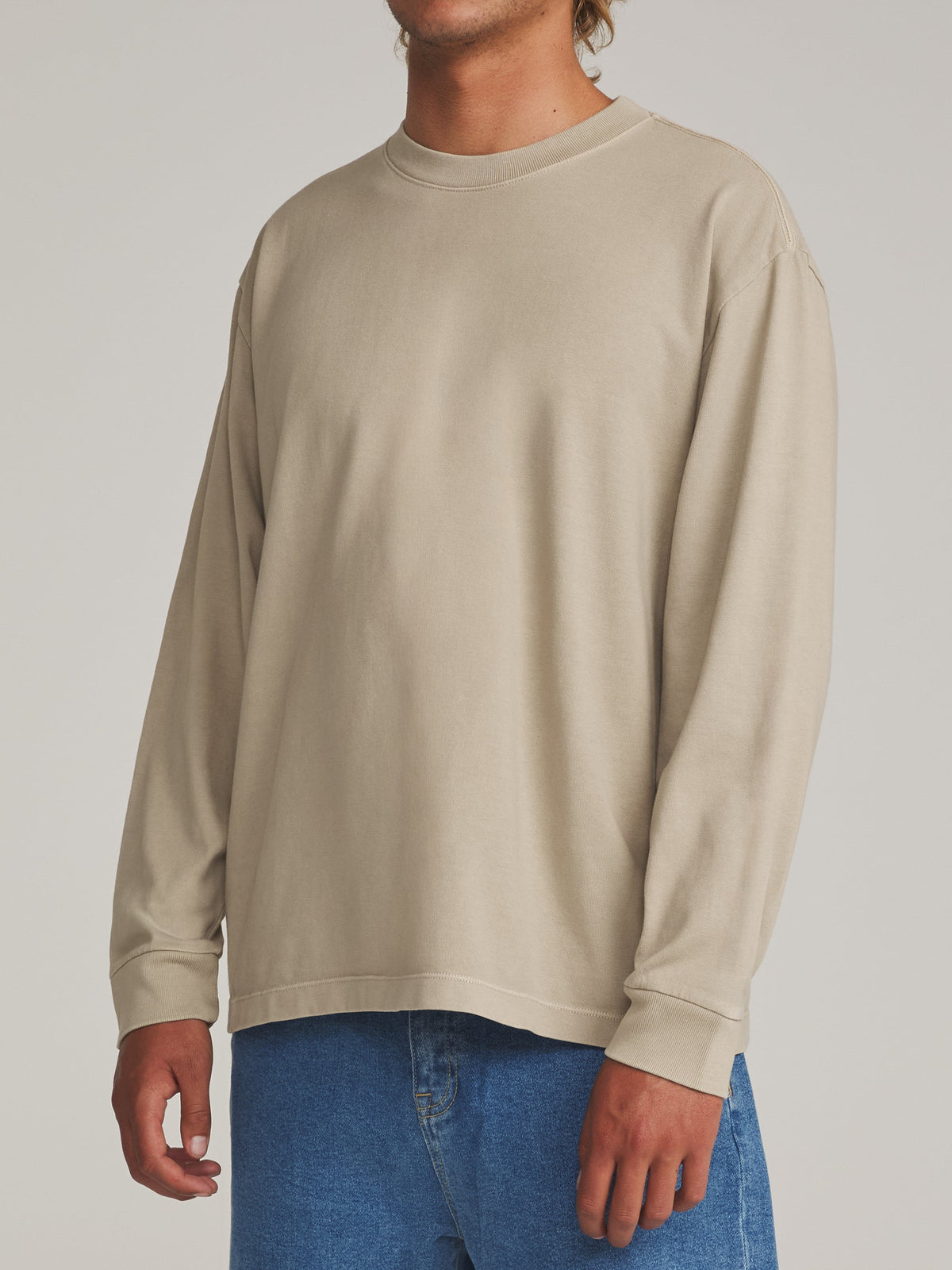 Box Fit Ls Tee – TAUPE VINTAGE WASH – 3